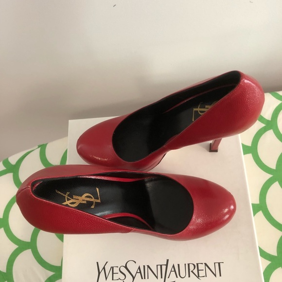 Yves Saint Laurent Red Napa Pumps - Picture 2 of 4